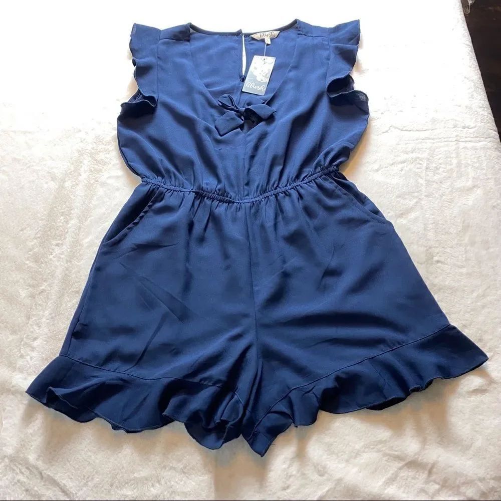 Blush Dark Blue Romper Size Large New With Tags
